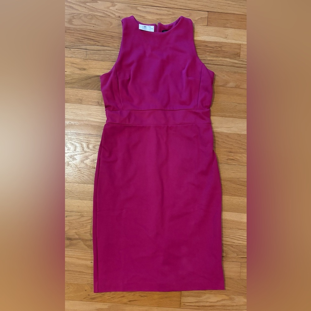 NWT Ann Taylor Women’s Sheath Twill Sleeveless Midi Dress Magenta Size 4